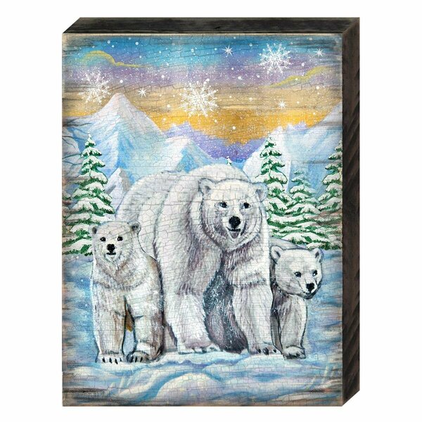 Clean Choice 95215-08 Polar Bears Wooden Block Graphic Art Design CL2970373